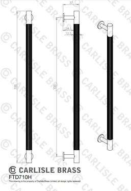 Click Here To Enlarge This Photo Of FTD710HSB - Carlisle Brass Fingertip Design 'Lines' Pull Handle 370mm (320mm c/c) Satin Brass
