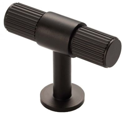 Click Here To Enlarge This Photo Of FTD711MB - Carlisle Brass Fingertip Design 'Lines' T-Bar Knob 50mm Matt Black