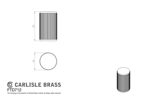 Click Here To Enlarge This Photo Of FTD712SB - Carlisle Brass Fingertip Design 'Lines' Knob 18mm dia (30mm projection) Satin Brass