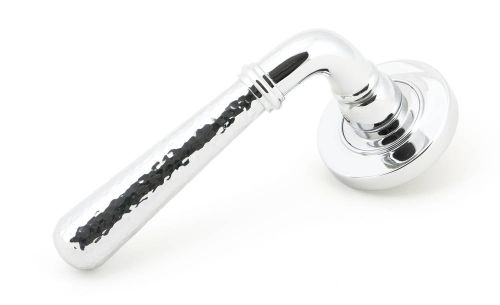 Click Here To Enlarge This Photo Of 46073 From The Anvil Polished Chrome Hammered Newbury Lever on Rose Set (Plain)