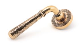 46087 From The Anvil Polished Bronze Hammered Newbury Lever on Rose Set (Beehive)
