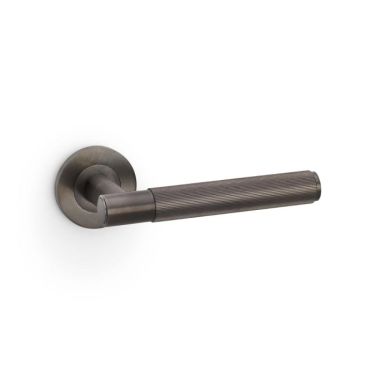 Click Here To Enlarge This Photo Of AW222DBZPVD - Alexander & Wilks Spitfire Lever Reeded on 50x6mm Rose - Dark Bronze PVD