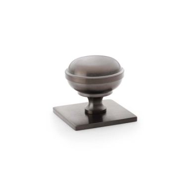 Click Here To Enlarge This Photo Of AW826-34-DBZPVD - Alexander & Wilks Quantock Cupboard Knob 34mm on Square Backplate - Dark Bronze PVD
