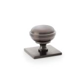 AW826-34-DBZPVD - Alexander & Wilks Quantock Cupboard Knob 34mm on Square Backplate - Dark Bronze PVD