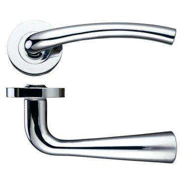 Click Here To Enlarge This Photo Of ZPZ010PN - Zoo Hardware Stanza 'Assisi' Lever Handles on Round Screw on Rose - Polished Nickel (Designer Range)