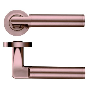 Click Here To Enlarge This Photo Of ZPZ030-TRG - Zoo Hardware Stanza 'Milan' Lever Handles on Round Screw on Rose - Tuscan Rose Gold (Designer Range)