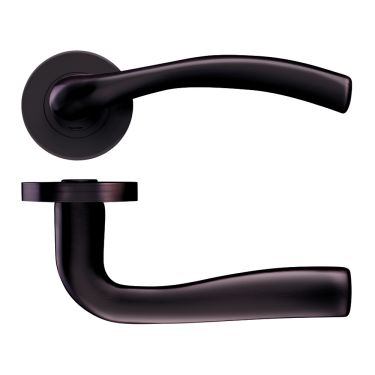 Click Here To Enlarge This Photo Of ZPZ050-ETB - Zoo Hardware Stanza 'Siena' Lever Handles on Round Screw on Rose - Etna Bronze (Designer Range)