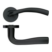 ZPZ050-OMB - Zoo Hardware Stanza 'Siena' Lever Handles on Round Screw on Rose - Oscuro Matt Black (Designer Range)
