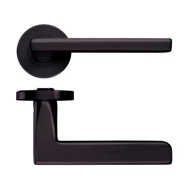 Click Here To Enlarge This Photo Of ZPZ070-ETB - Zoo Hardware Stanza 'Venice' Lever Handles on Round Screw on Rose - Etna Bronze (Designer Range)