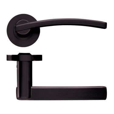 Click Here To Enlarge This Photo Of ZPZ100-ETB - Zoo Hardware Stanza 'Adria' Lever Handles on Round Screw on Rose - Etna Bronze (Designer Range)
