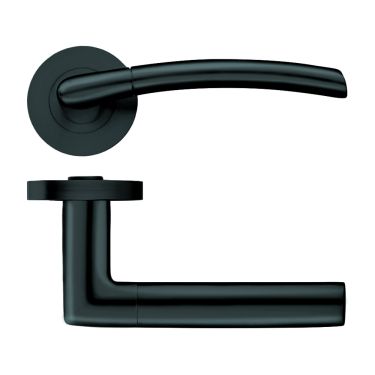 Click Here To Enlarge This Photo Of ZPZ140-OMB - Zoo Hardware Stanza 'Olympus' Lever Handles on Round Screw on Rose - Oscuro Matt Black (Designer Range)