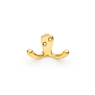 Click Here To Enlarge This Photo Of AW773PBU - Alexander & Wilks Victorian Double Robe Hook - Polished Brass Unlacquered