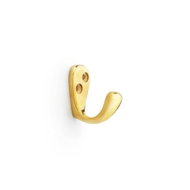 Click Here To Enlarge This Photo Of AW774PBU - Alexander & Wilks Victorian Single Robe Hook - Polished Brass Unlacquered