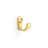 AW774PBU - Alexander & Wilks Victorian Single Robe Hook - Polished Brass Unlacquered