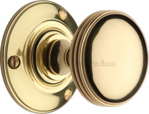Click Here To Enlarge This Photo Of RHM988-PB Heritage Brass Mortice Knob on Rose Richmond Design Polished Brass Finish