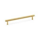 AW809-224-SBPVD - Alexander & Wilks Crispin Knurled T-bar Cupboard Pull Handle - Satin Brass PVD - 224mm Centres