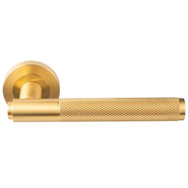 Click Here To Enlarge This Photo Of SX5SB - Carlisle Brass Manital 'Syntax' Knurled Lever on Round Rose - Satin Brass