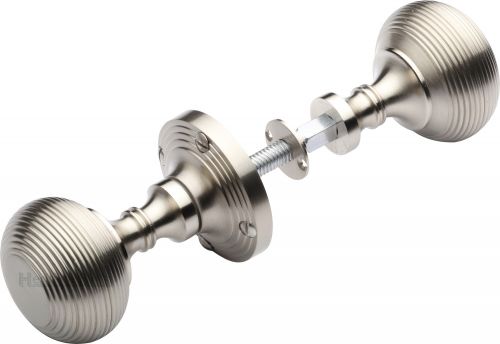 Click Here To Enlarge This Photo Of RIM V971-SN Heritage Brass Reeded Rim Knob Satin Nickel Finish