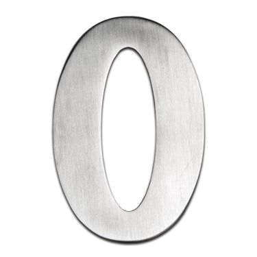 Click Here To Enlarge This Photo Of BLU Performance Number 0 Self Adhesive Door Numeral, 100mm, G316 Satin Stainless Steel (BLN0-SSS)