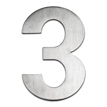 Click Here To Enlarge This Photo Of BLU Performance Number 3 Self Adhesive Door Numeral, 100mm, G316 Satin Stainless Steel (BLN3-SSS)