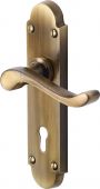 S600-AT Heritage Brass Door Handle Lever Lock Savoy Design Antique Brass Finish