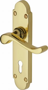 Click Here To Enlarge This Photo Of S600-PB Heritage Brass Door Handle Lever Lock Savoy Design Polished Brass Finish
