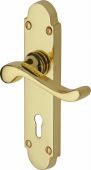 S600-PB Heritage Brass Door Handle Lever Lock Savoy Design Polished Brass Finish