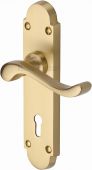 S600-SB Heritage Brass Door Handle Lever Lock Savoy Design Satin Brass Finish