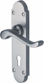 S600-SC Heritage Brass Door Handle Lever Lock Savoy Design Satin Chrome Finish