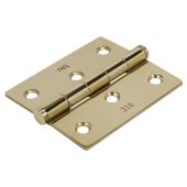 BLU Performance Slim Knuckle Door and Window Hinge Square Corner, 76 x 66 x 2mm, G316 Stainless Steel, PVD Polished Brass (HY3-PPB)