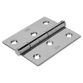 BLU Performance Slim Knuckle Door and Window Hinge Square Corner, 76 x 66 x 2mm, G316 Polished Stainless Steel (HY3-PSS)