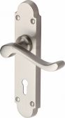 S600-SN Heritage Brass Door Handle Lever Lock Savoy Design Satin Nickel Finish
