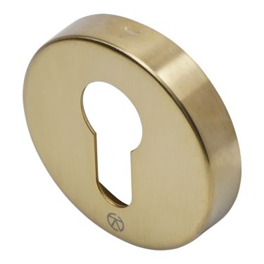 Click Here To Enlarge This Photo Of BLU Performance Round Euro Profile Escutcheon, 51 x 10.5mm, G316 Stainless Steel, PVD Satin Brass Finish (KM055B-PSB)