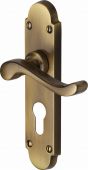 S607.48-AT Heritage Brass Door Handle For Euro Profile Plate Savoy Design Antique Brass Finish