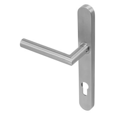 Click Here To Enlarge This Photo Of BLU Performance Mitre Lever Door Handle on Backplate (Dual Sprung) 92mm c/c - G316 Satin Stainless Steel (KM078C-SSS)