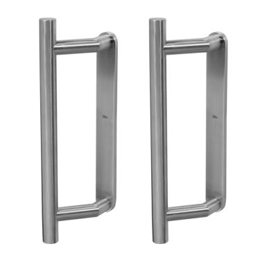 Click Here To Enlarge This Photo Of BLU Performance Patio Door Handle, Back to back handles, Blank backplates, G316 Satin Stainless Steel (KM905B-SSS)