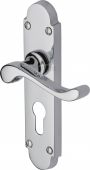 S607.48-PC Heritage Brass Door Handle For Euro Profile Plate Savoy Design Polished Chrome Finish