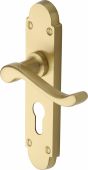 S607.48-SB Heritage Brass Door Handle For Euro Profile Plate Savoy Design Satin Brass Finish
