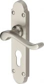 S607.48-SN Heritage Brass Door Handle For Euro Profile Plate Savoy Design Satin Nickel Finish
