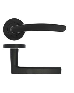 Click Here To Enlarge This Photo Of ZPA020-MB - Zoo Hardware Stanza 'Santiago' Lever Handles on Round Rose - Matt Black (Contract Range)