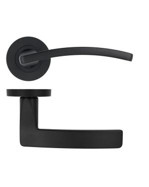 Click Here To Enlarge This Photo Of ZPA030-MB - Zoo Hardware Stanza 'Toledo' Lever Handles on Round Rose - Matt Black (Contract Range)