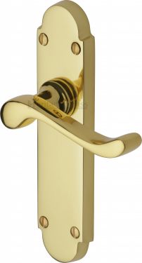 Click Here To Enlarge This Photo Of S610-PB Heritage Brass Door Handle Lever Latch Savoy Design Polished Brass Finish