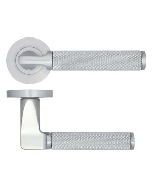 Click Here To Enlarge This Photo Of ZPA090-SC - Zoo Hardware Stanza 'Bilbao' Lever Handles on Round Rose - Satin Chrome (Contract Range)