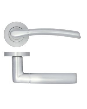 Click Here To Enlarge This Photo Of ZPA100-SC - Zoo Hardware Stanza 'Andorra' Lever Handles on Round Rose - Satin Chrome (Contract Range)