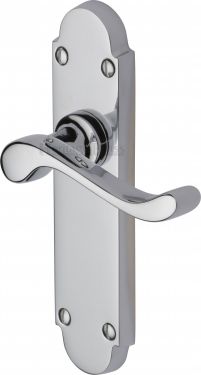 Click Here To Enlarge This Photo Of S610-PC Heritage Brass Door Handle Lever Latch Savoy Design Polished Chrome Finish