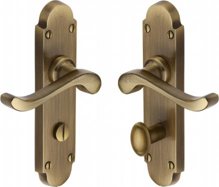 Click Here To Enlarge This Photo Of S620-AT Heritage Brass Door Handle For Bathroom Savoy Design Antique Brass Finish