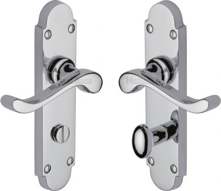 Click Here To Enlarge This Photo Of S620-PC Heritage Brass Door Handle For Bathroom Savoy Design Polished Chrome Finish