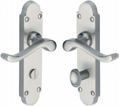 Click Here To Enlarge This Photo Of S620-SC Heritage Brass Door Handle For Bathroom Savoy Design Satin Chrome Finish