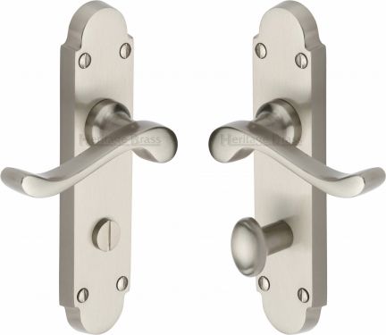 Click Here To Enlarge This Photo Of S620-SN Heritage Brass Door Handle For Bathroom Savoy Design Satin Nickel Finish
