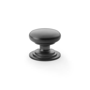 Click Here To Enlarge This Photo Of AW825-38-BL - Alexander & Wilks Round Cupboard Knob Integral Stepped Rose - Black - 38mm